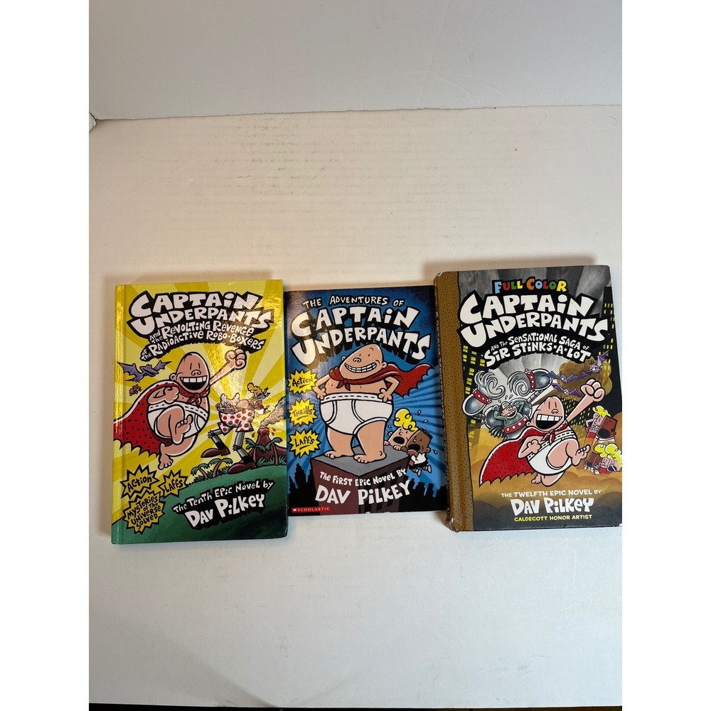 Captain Underpants Book Lot Dav Pilkey Books 1 10 12 Hardcover Paperback Set